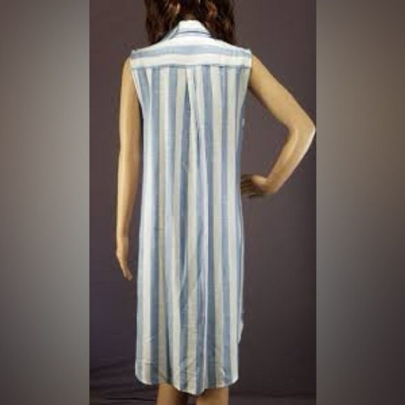 Hope & Harlow Sleeveless Striped Button-Down Shirt Dress 8 - Picture 2 of 8